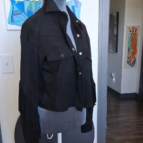 NWT Glam Dark Utility Jacket with Fringe Details - Picture 4 of 4